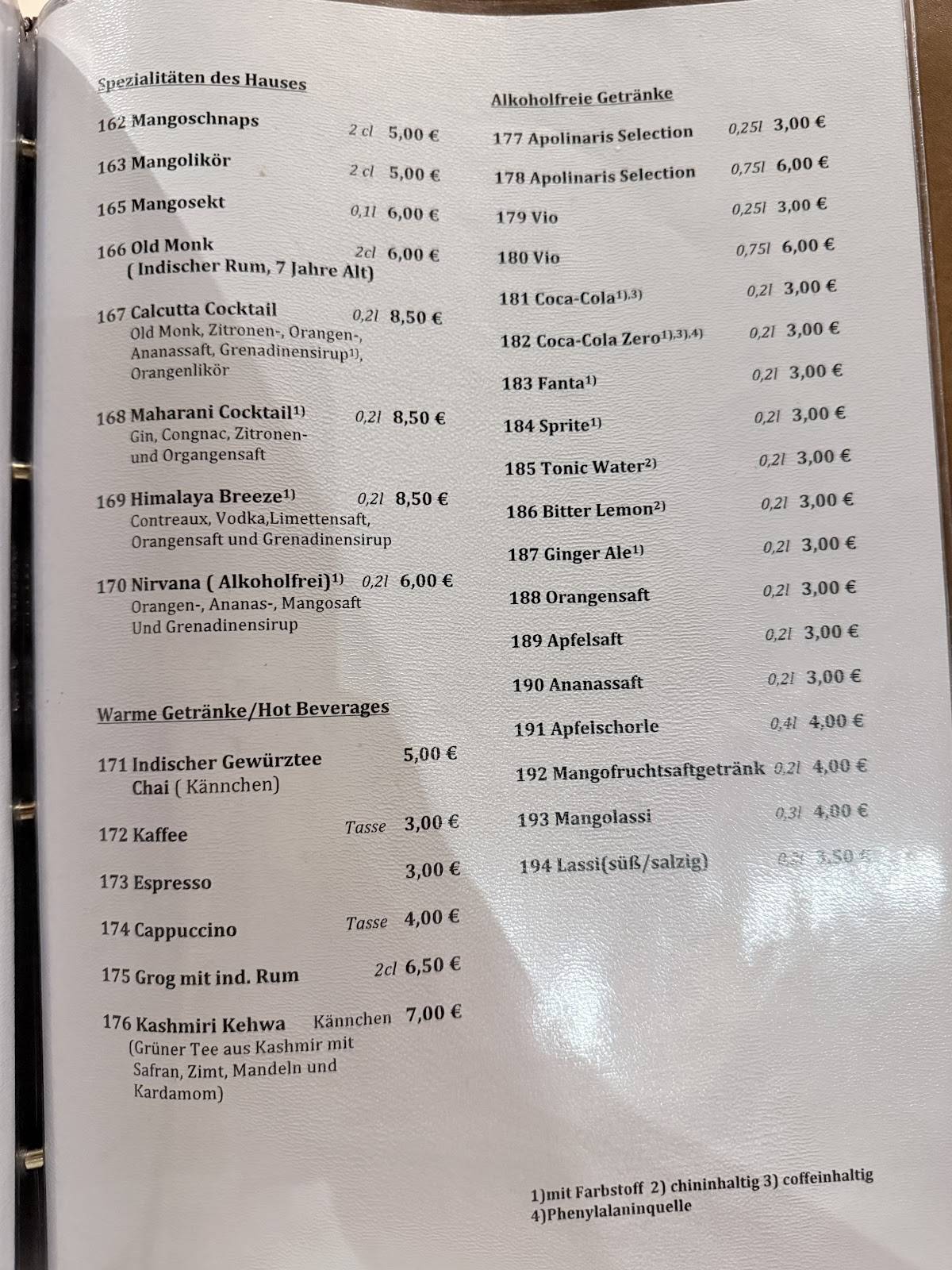 Calcutta Restaurant меню