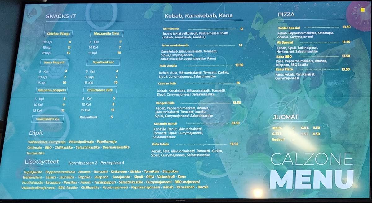 Calzone меню