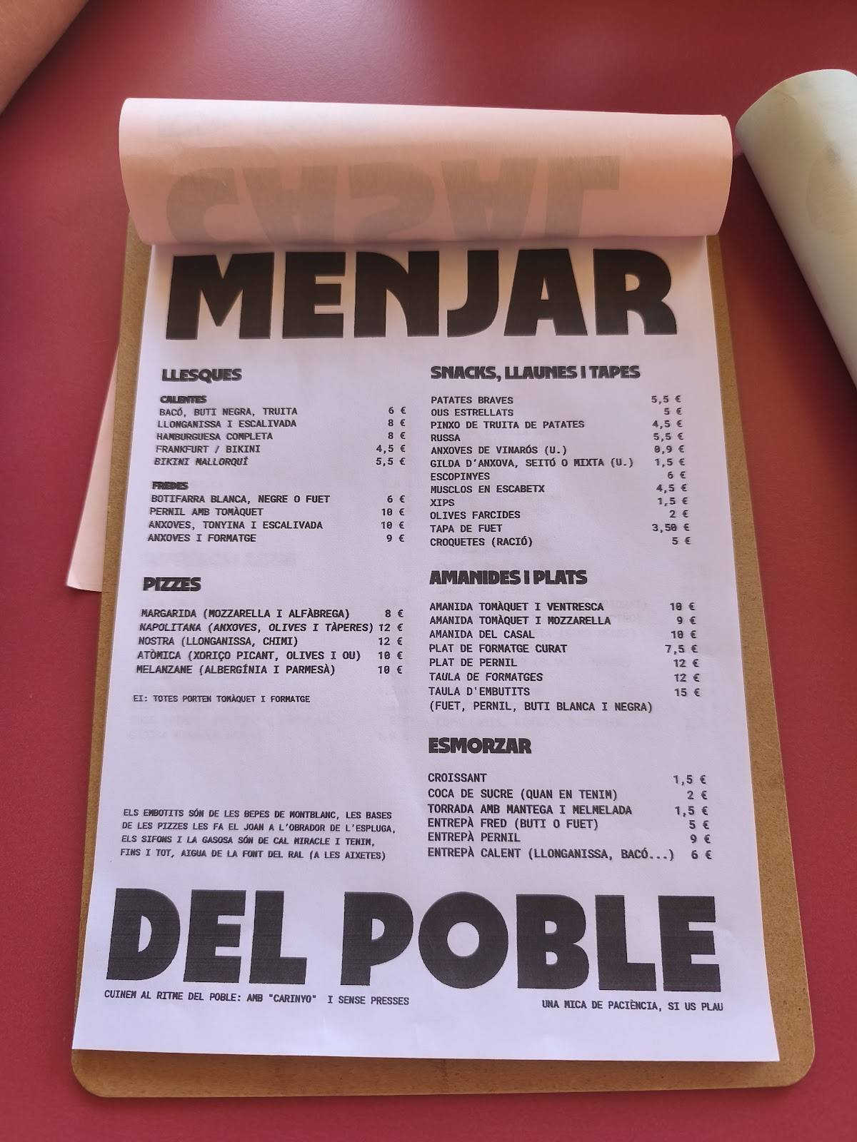 Casal de Rojals меню