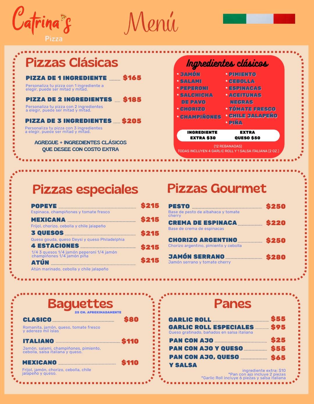 Catrina's Pizza меню