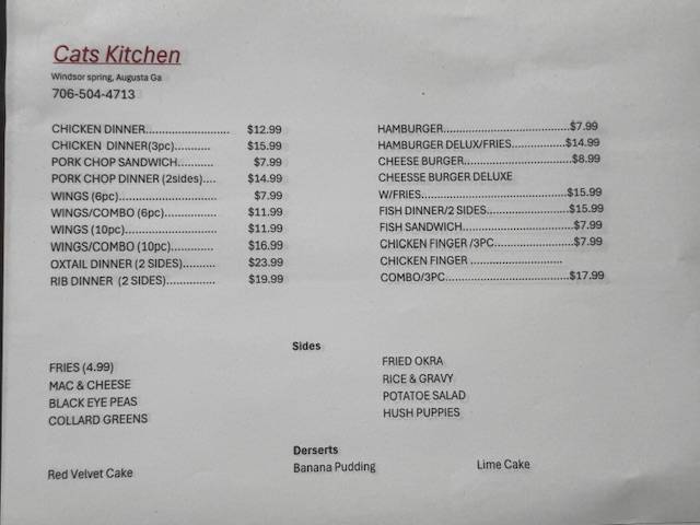 Cats Kitchen меню