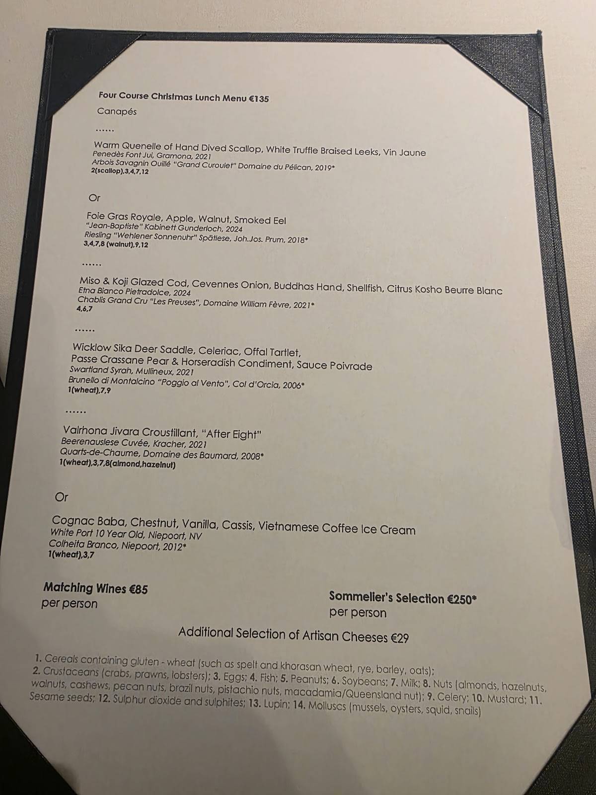 Chapter One Restaurant меню