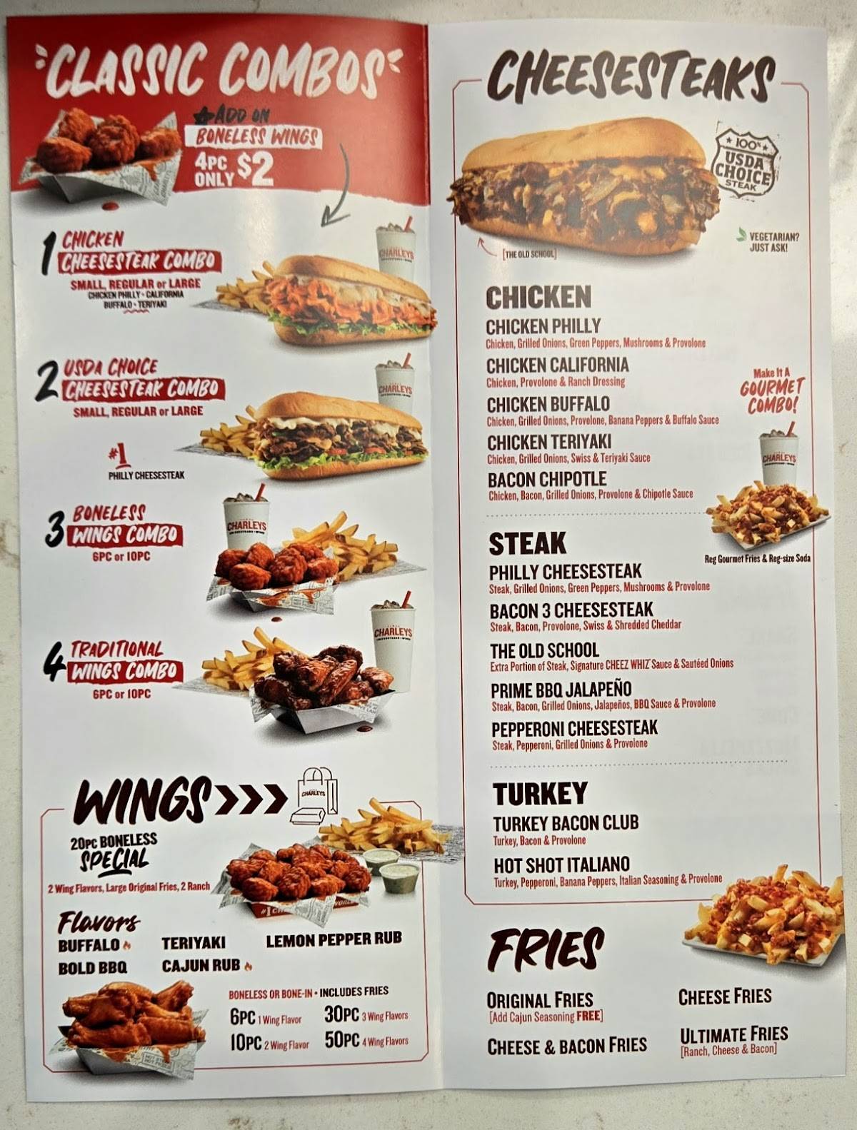 Charleys Cheesesteaks меню