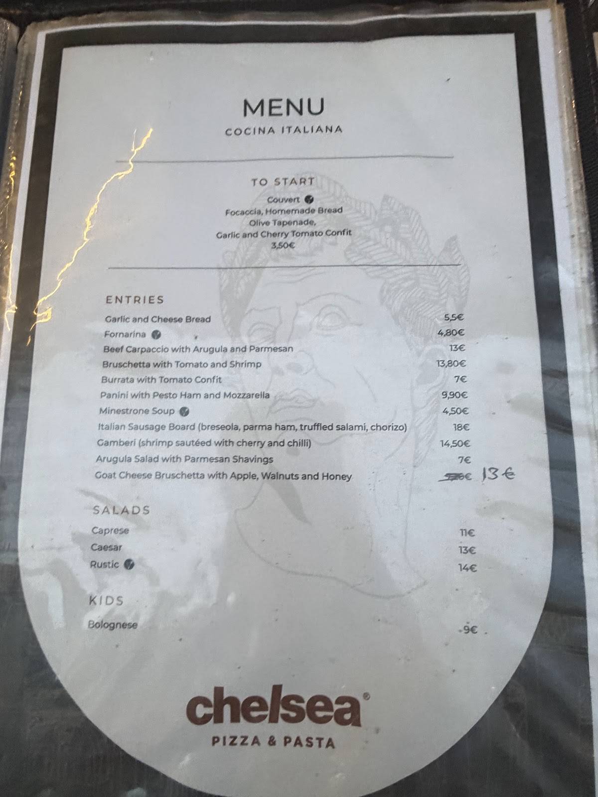 Chelsea Pizza & Pasta Restaurant меню