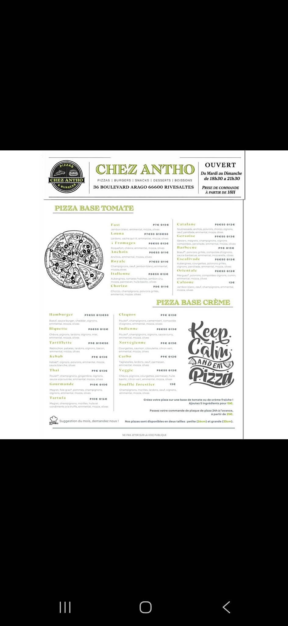 Chez Antho меню