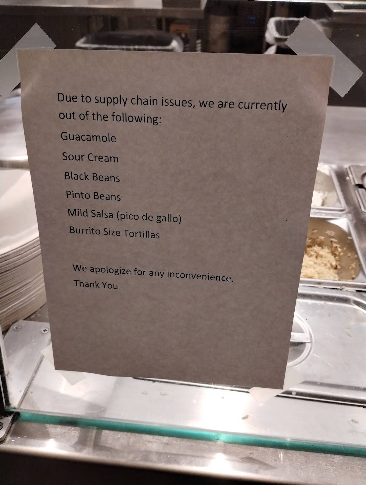 Chipotle Mexican Grill меню