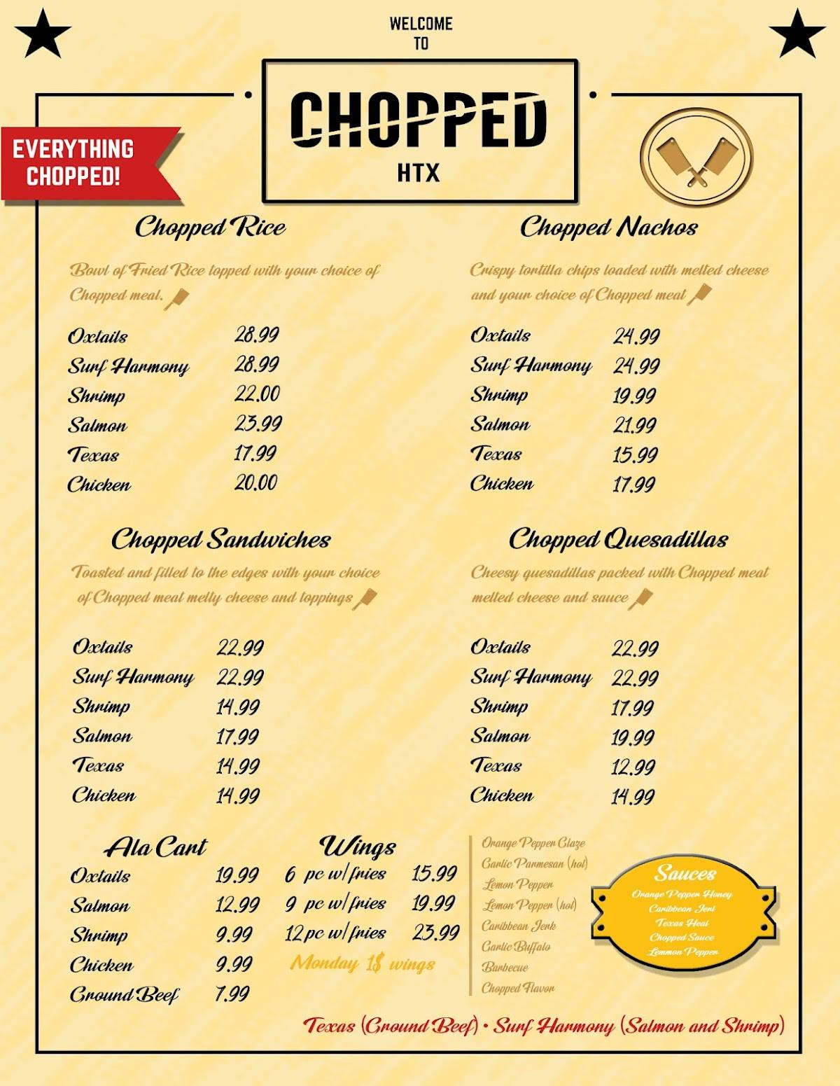 Chopped HTX меню