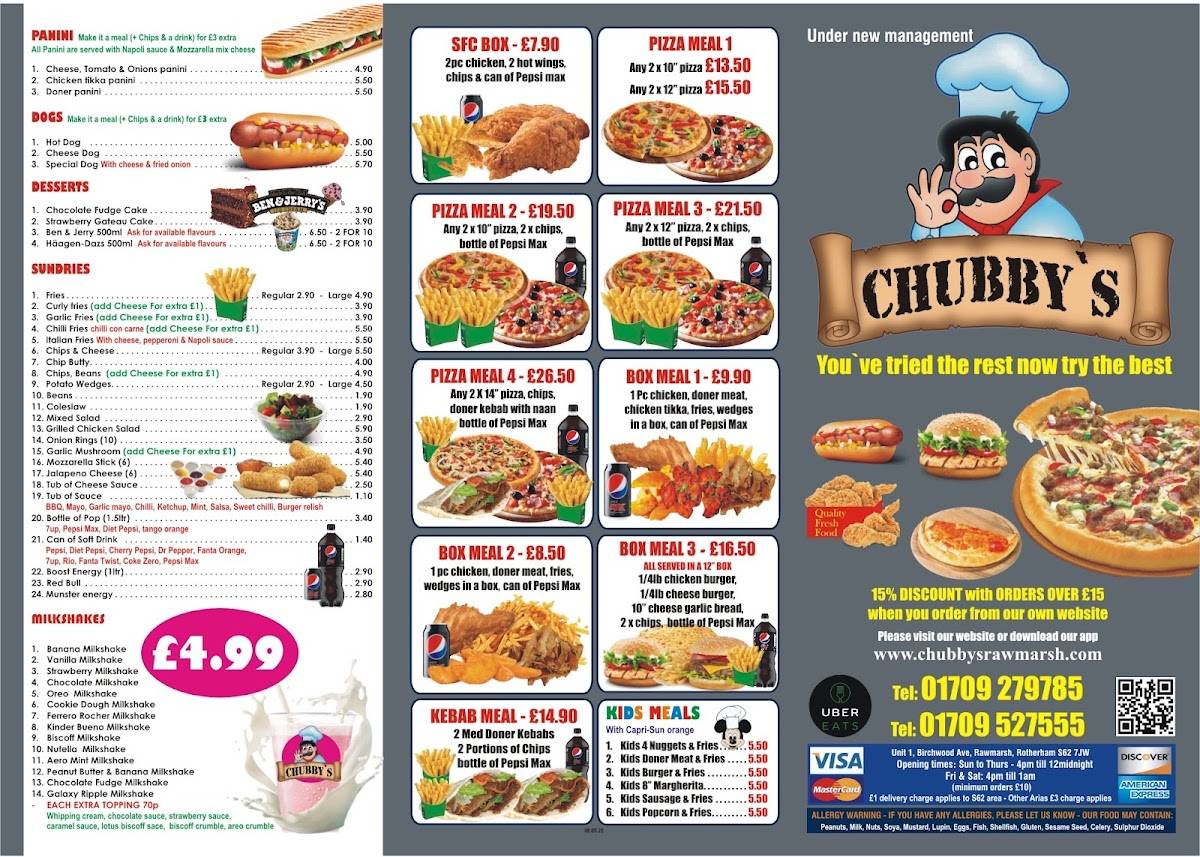 Chubby’s меню