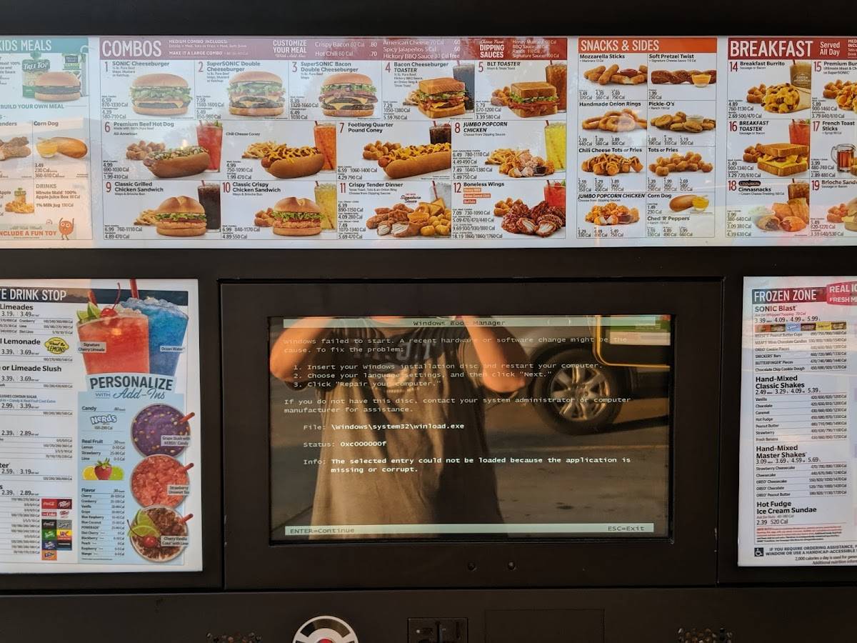 Sonic Drive-In меню