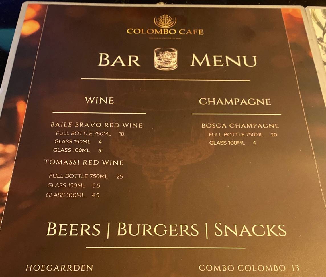 Colombo Cafe меню