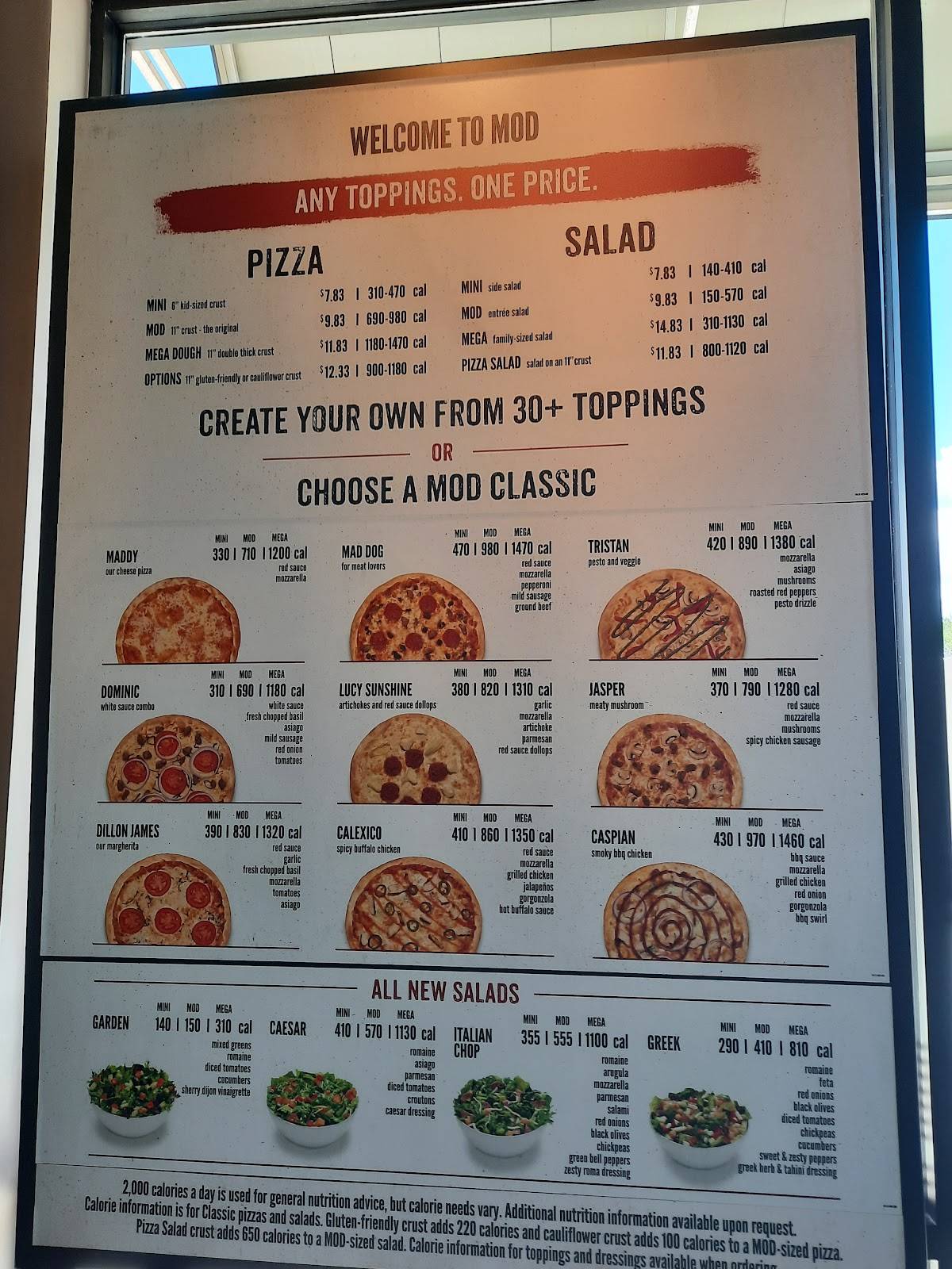 MOD Pizza меню