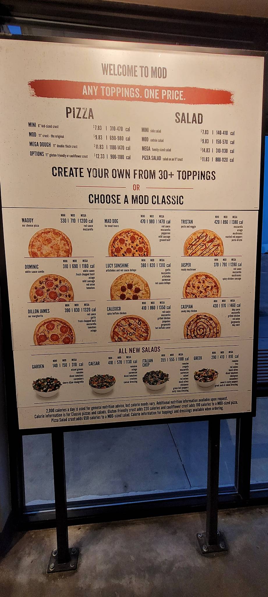 MOD Pizza меню