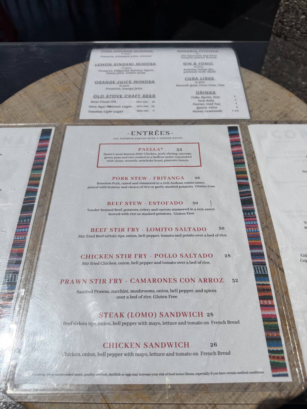 Copacabana Restaurant меню