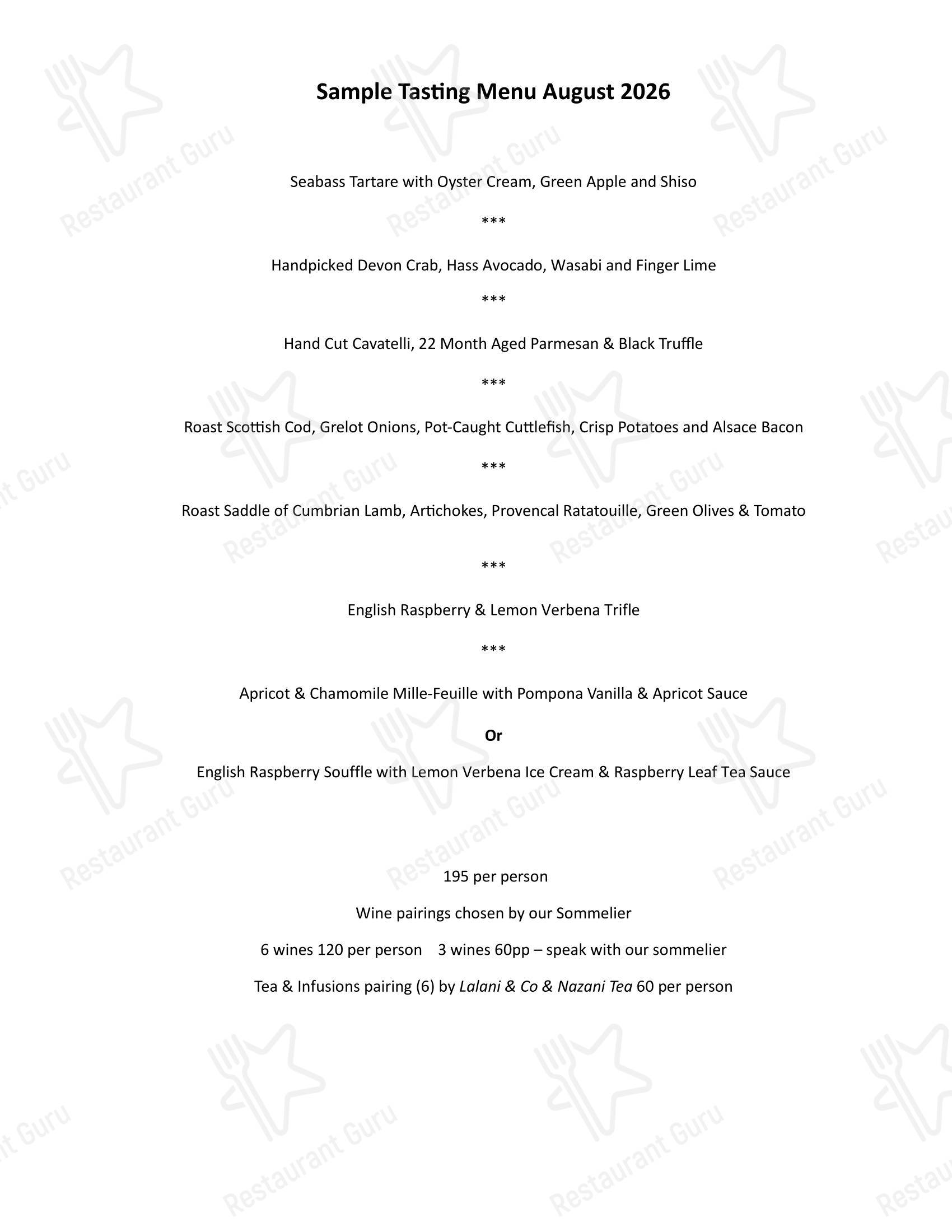 Меню ресторана Cornus - Vegan Menu