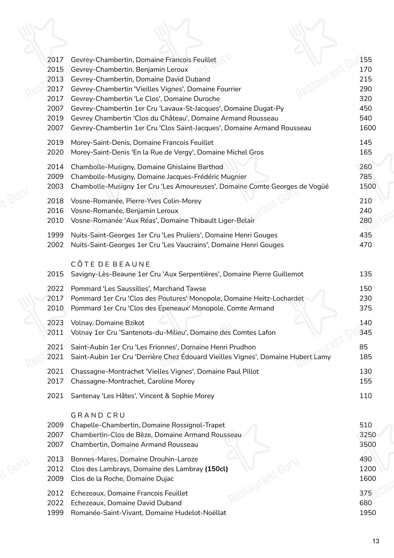 Меню ресторана Cornus - Menu bistro