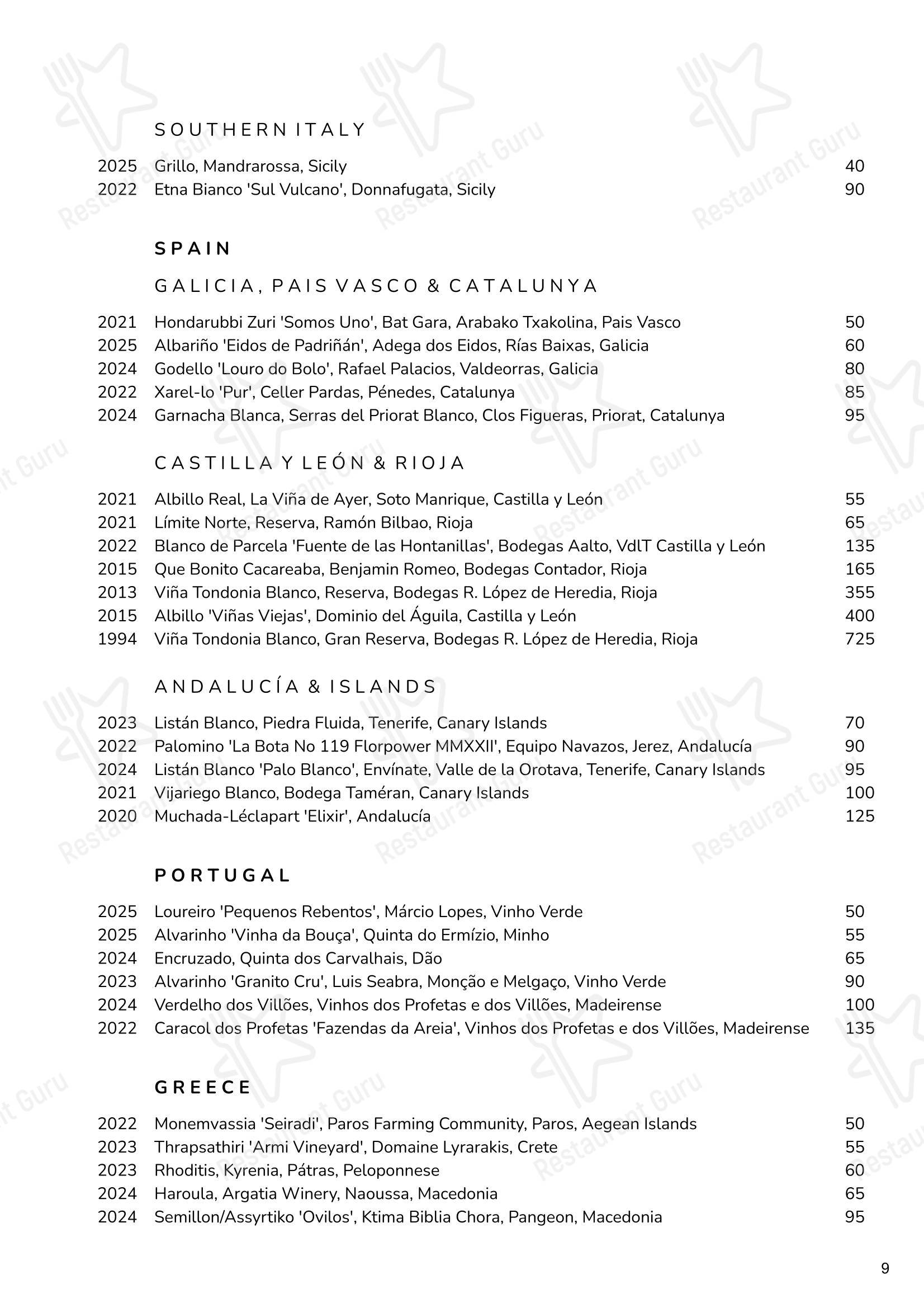 Restaurant Menu ресторана Cornus в Лондоне
