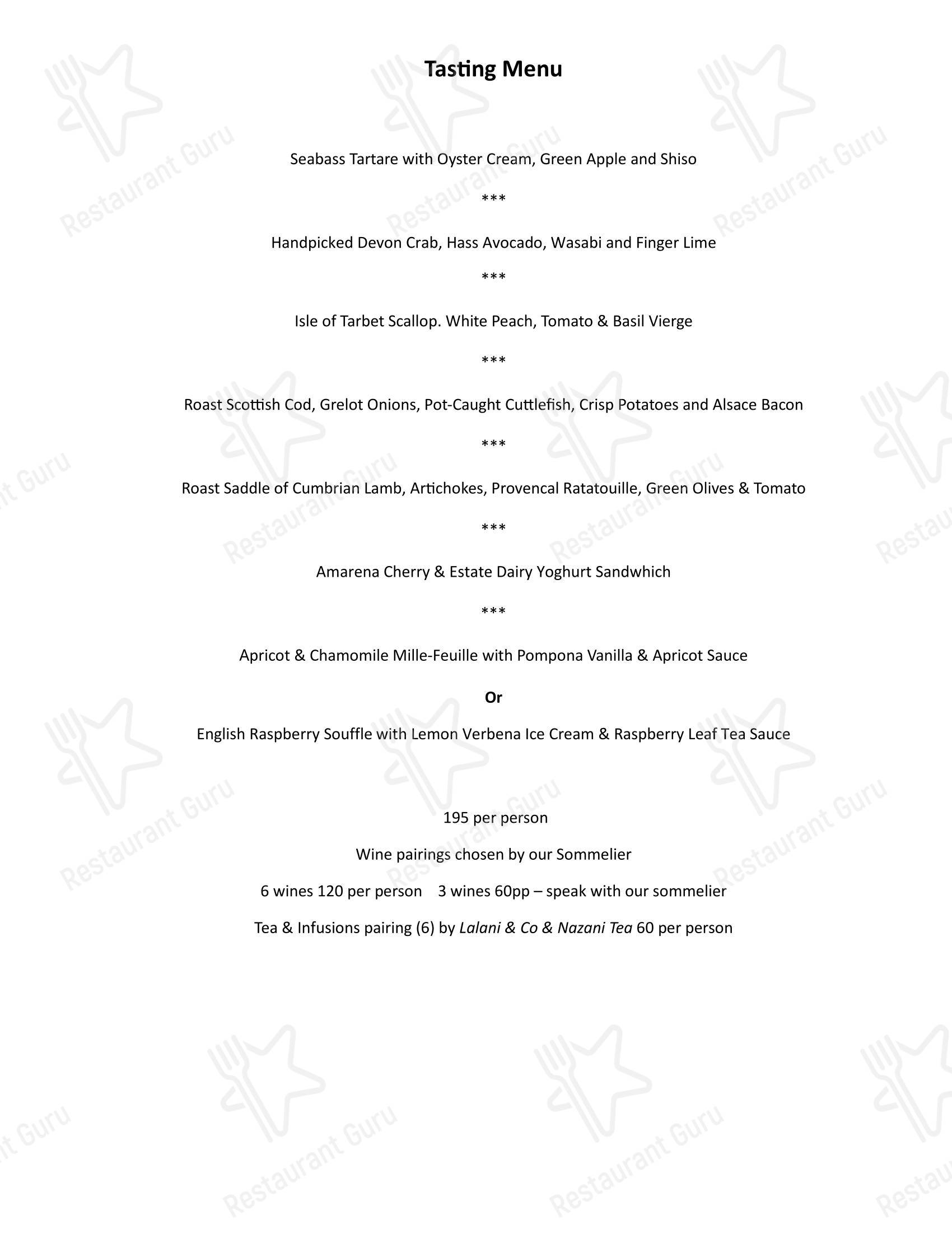 Меню ресторана Cornus - Carte menu