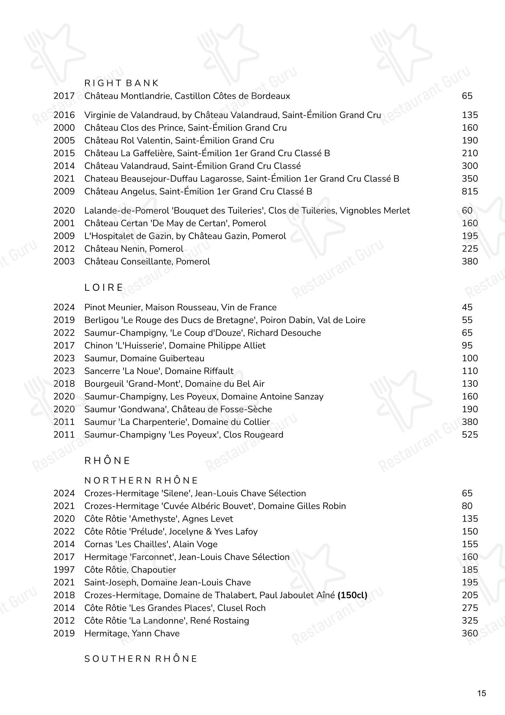 Restaurant Menu ресторана Cornus