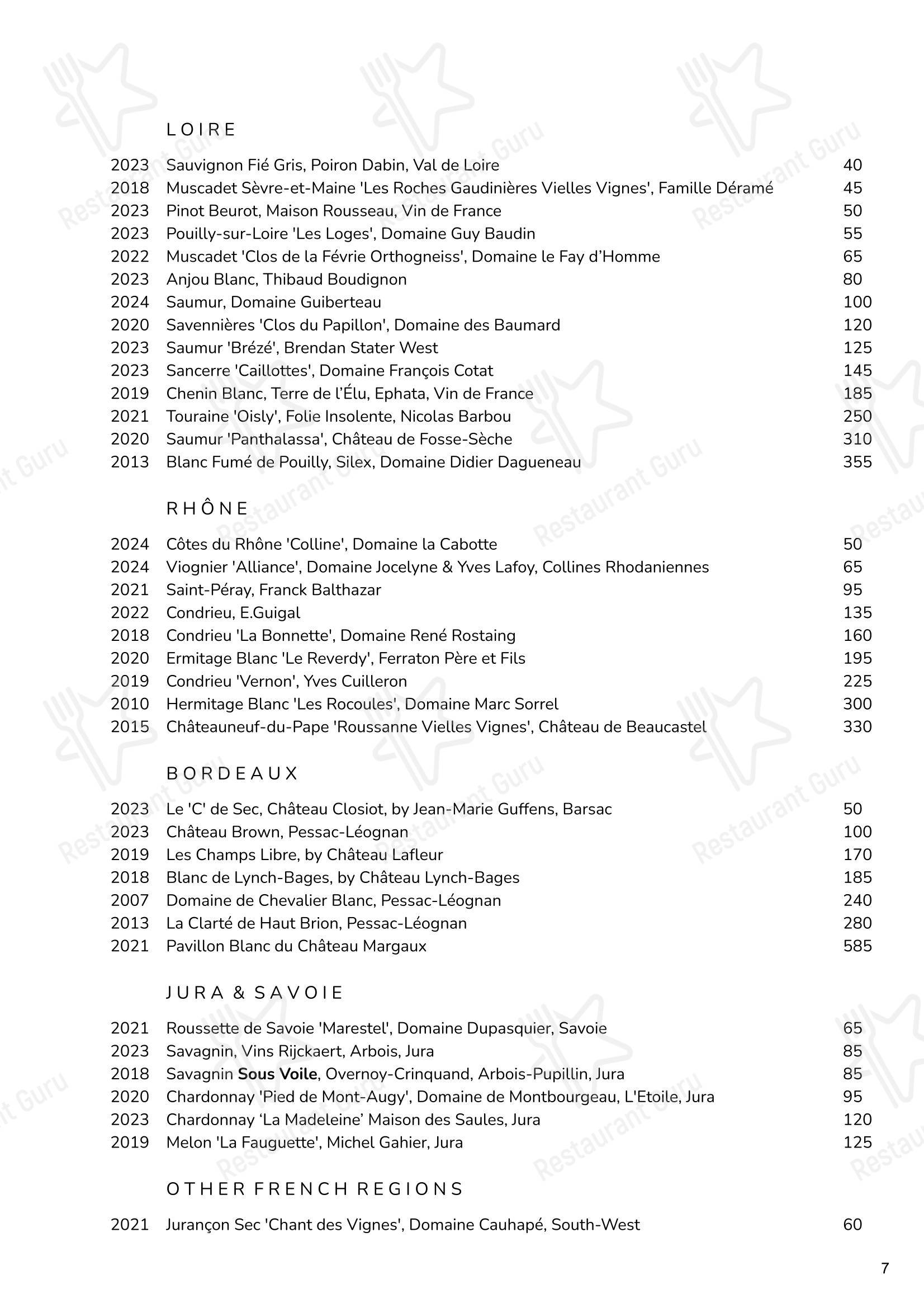 Menu bistro ресторана Cornus