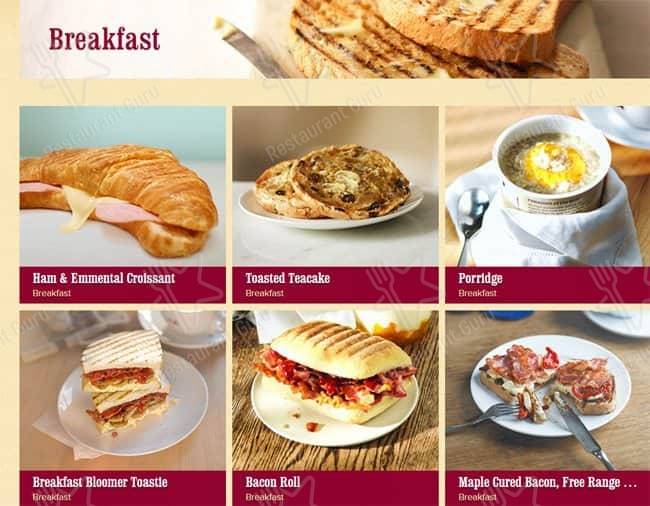 Costa Coffee меню