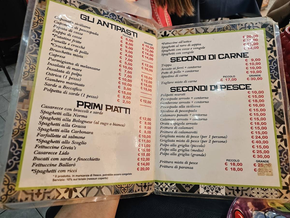 Creta Ristorante меню