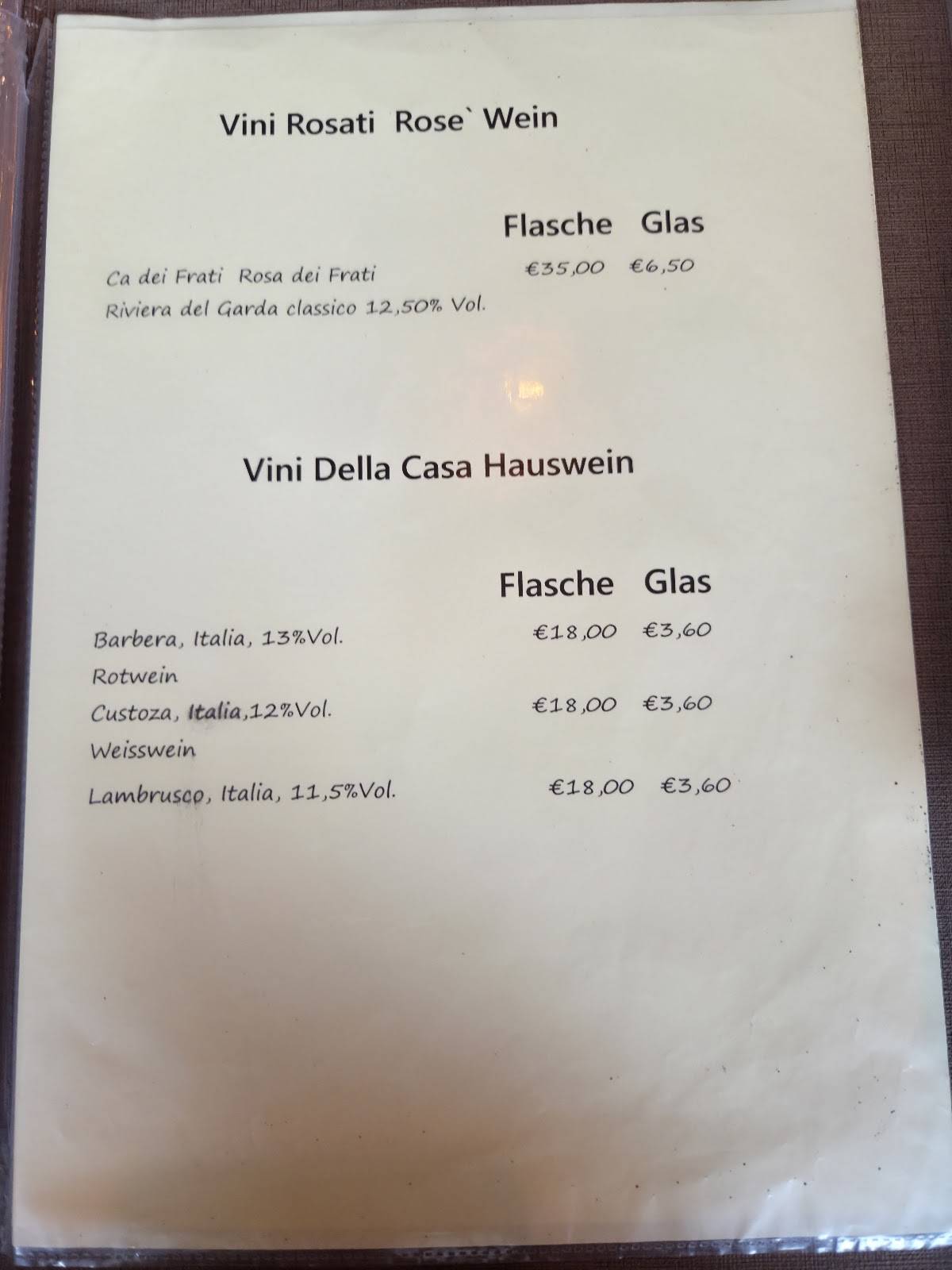 Trattoria Pizzeria Da Rocco меню