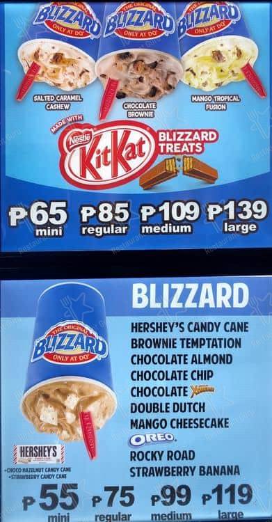 Dairy Queen меню