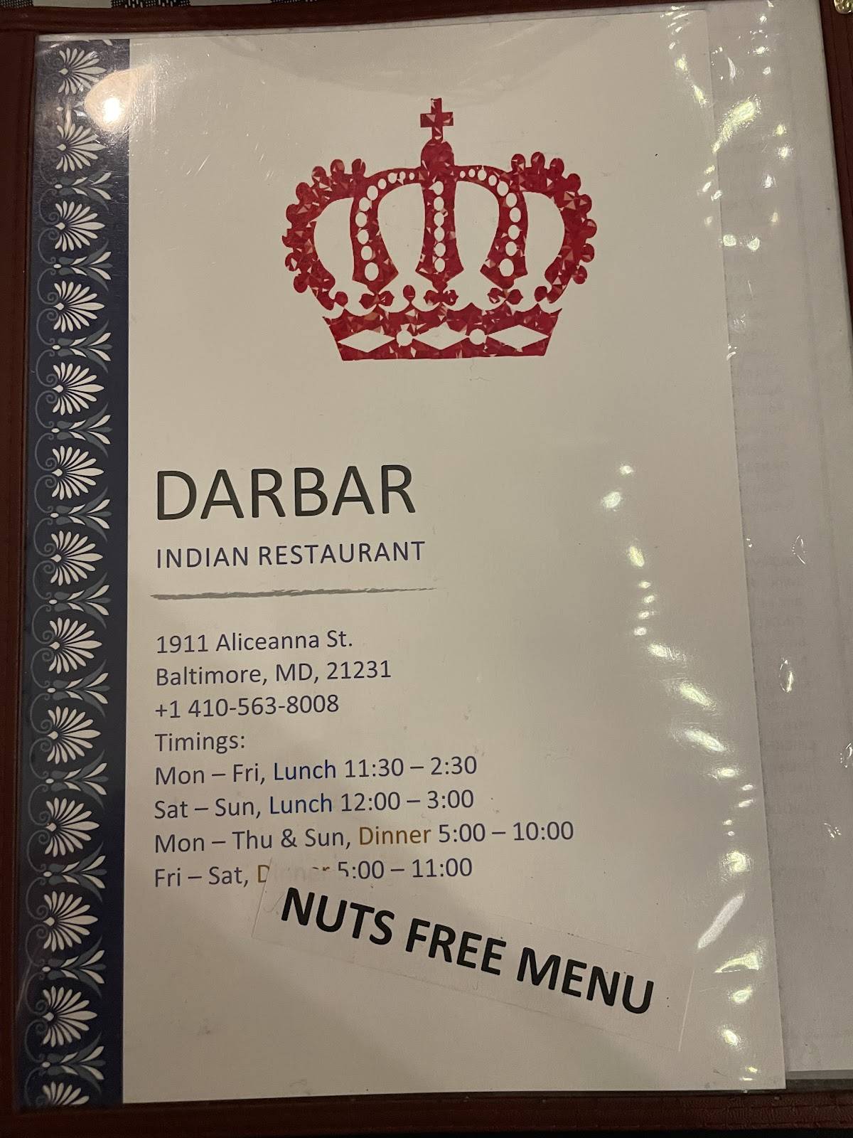 Darbar - Indian Restaurant (Halal Food) меню