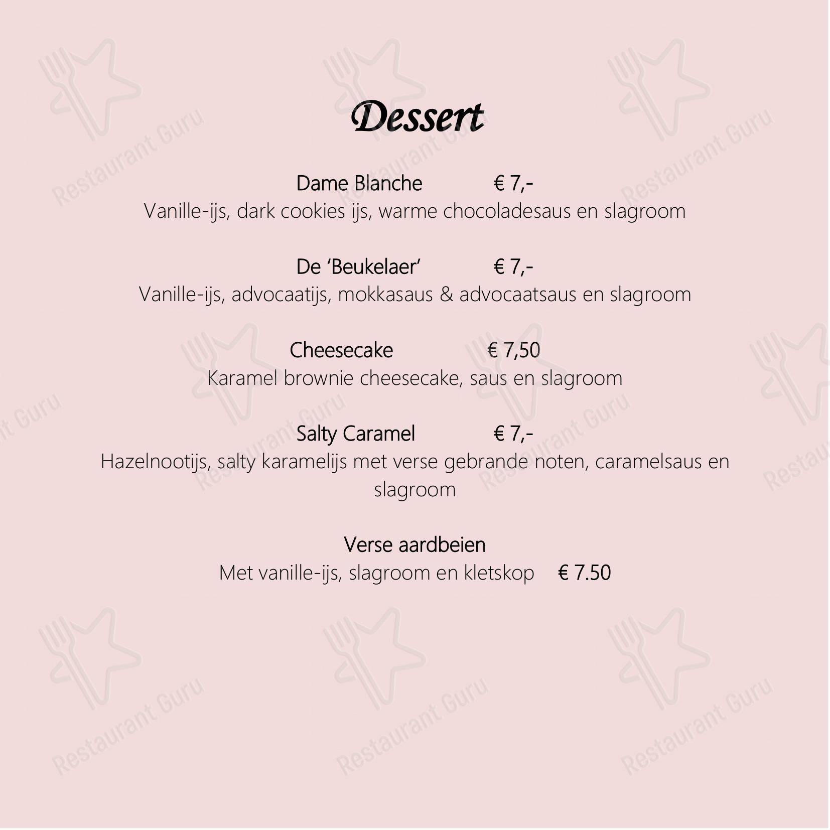 De Beukelaer в Roggel - Меню