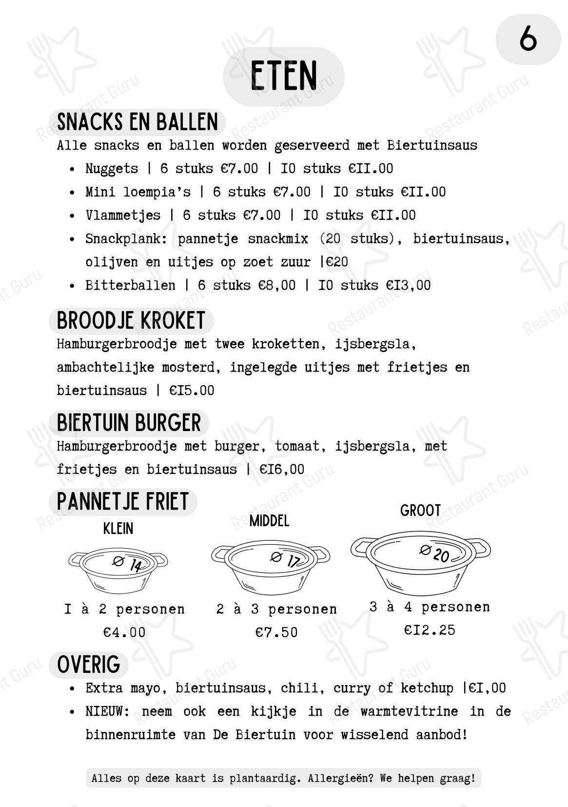 De Biertuin / Poppels Podium в Равелсе - Меню