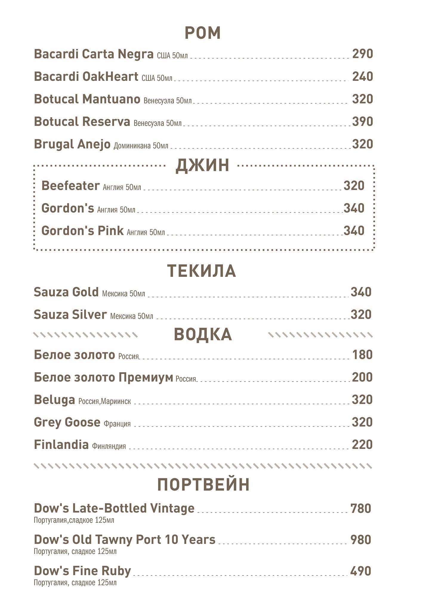 Паб Мертвый Кролик меню