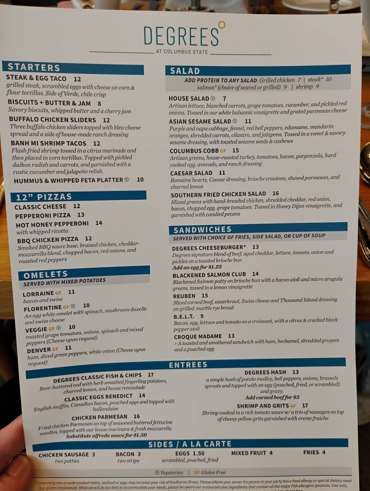 Degrees Restaurant Columbus State Community College меню