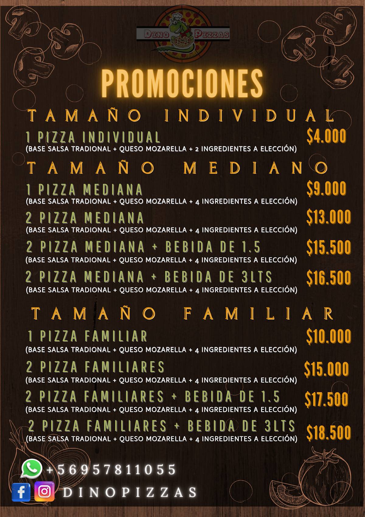 DinoPizzas меню