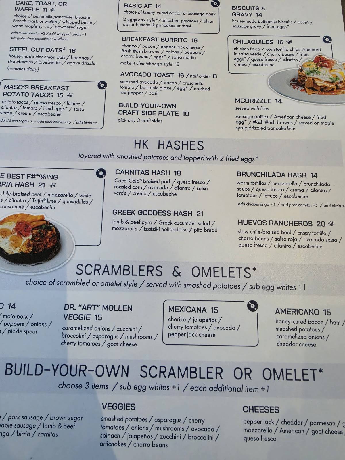 Hash Kitchen меню