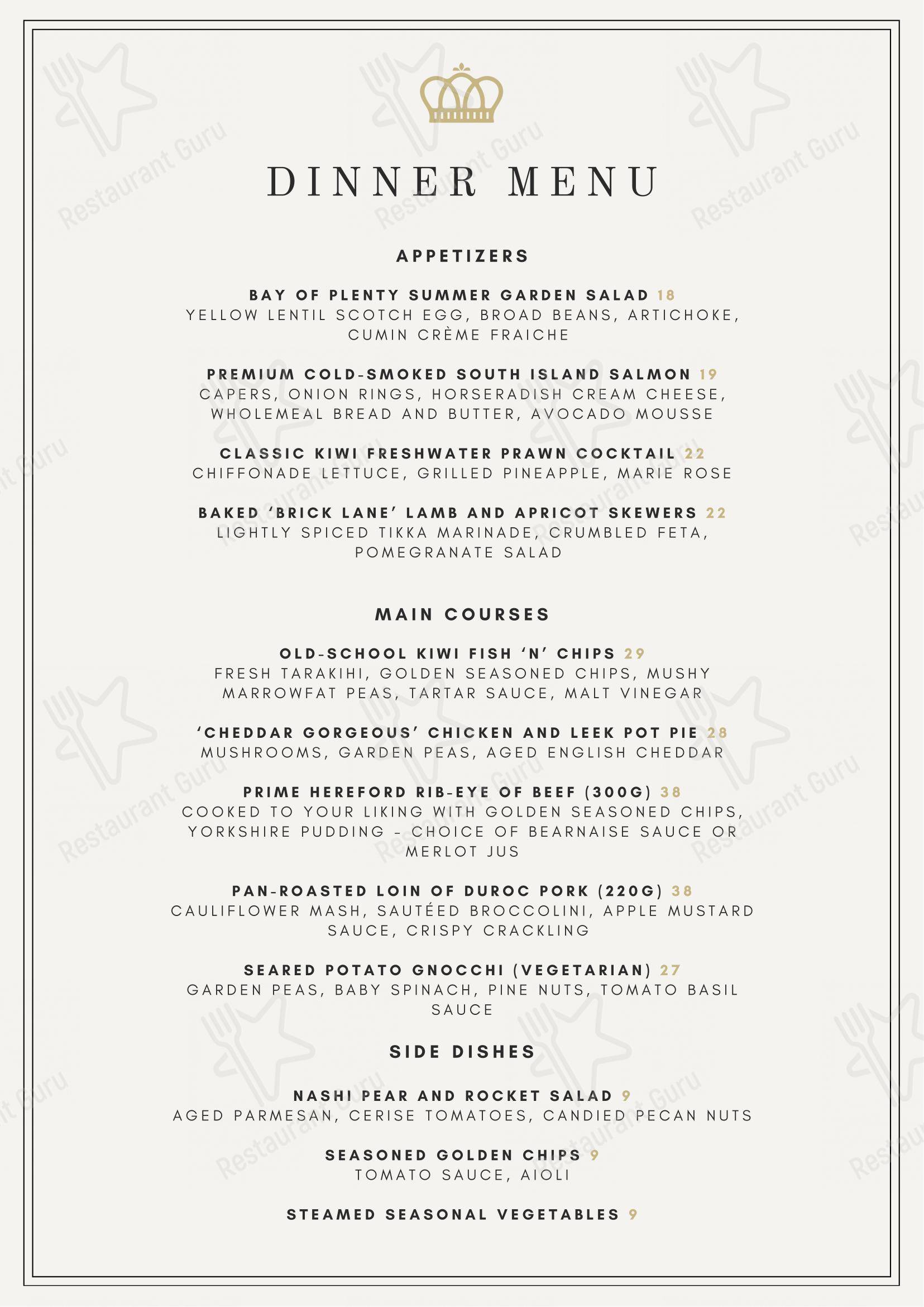 Меню ресторана Duke's Restaurant & Bar в Роторуа