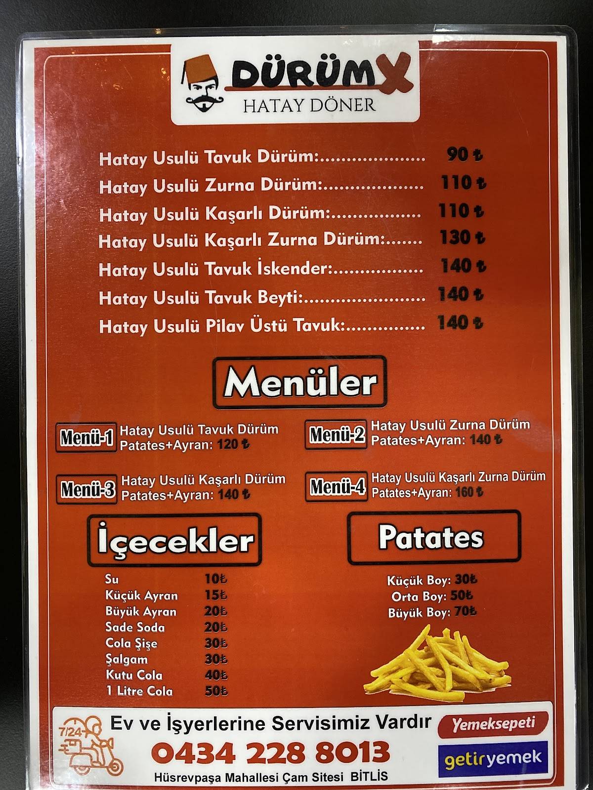 Dürümx меню
