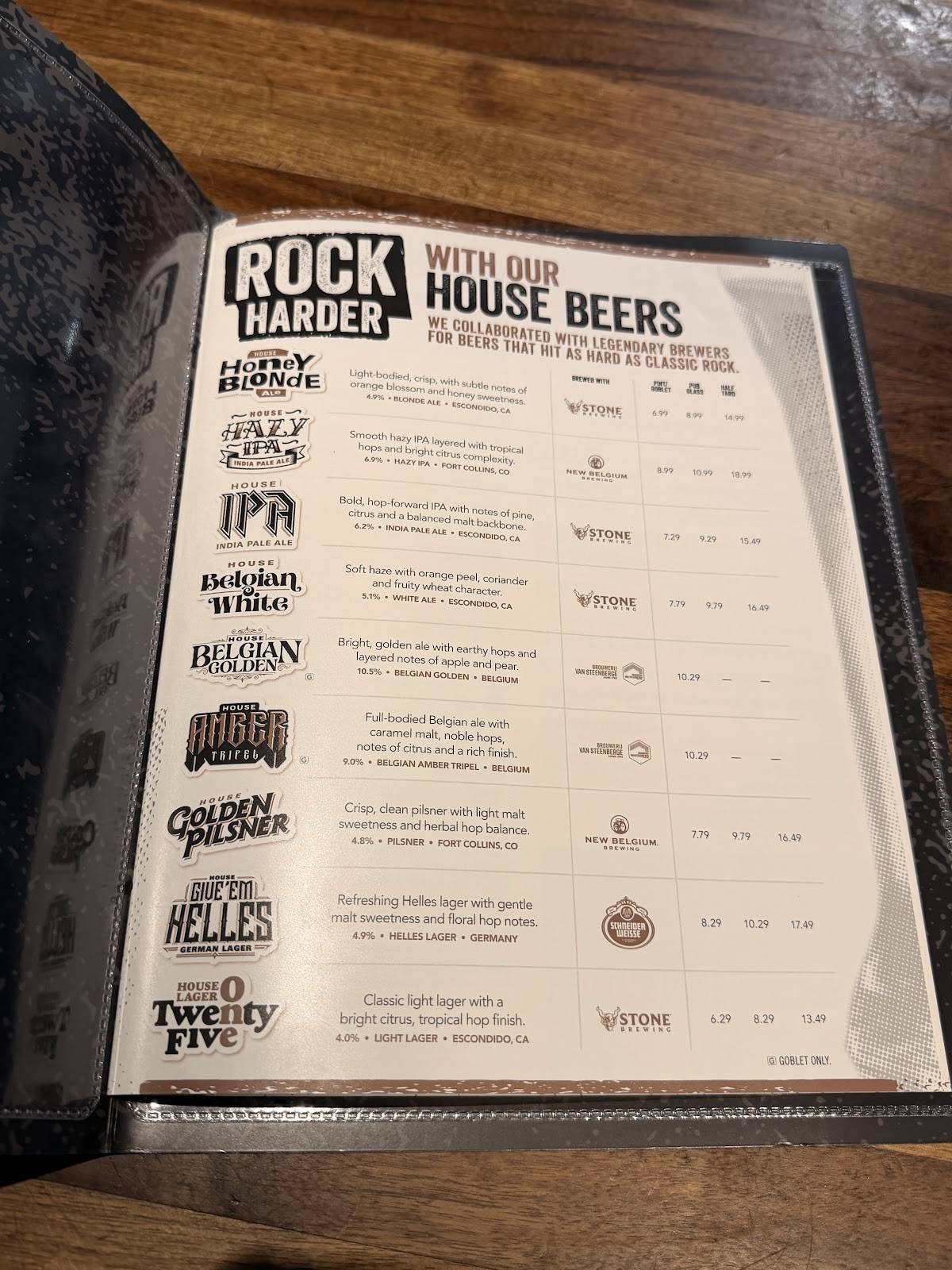 Yard House меню