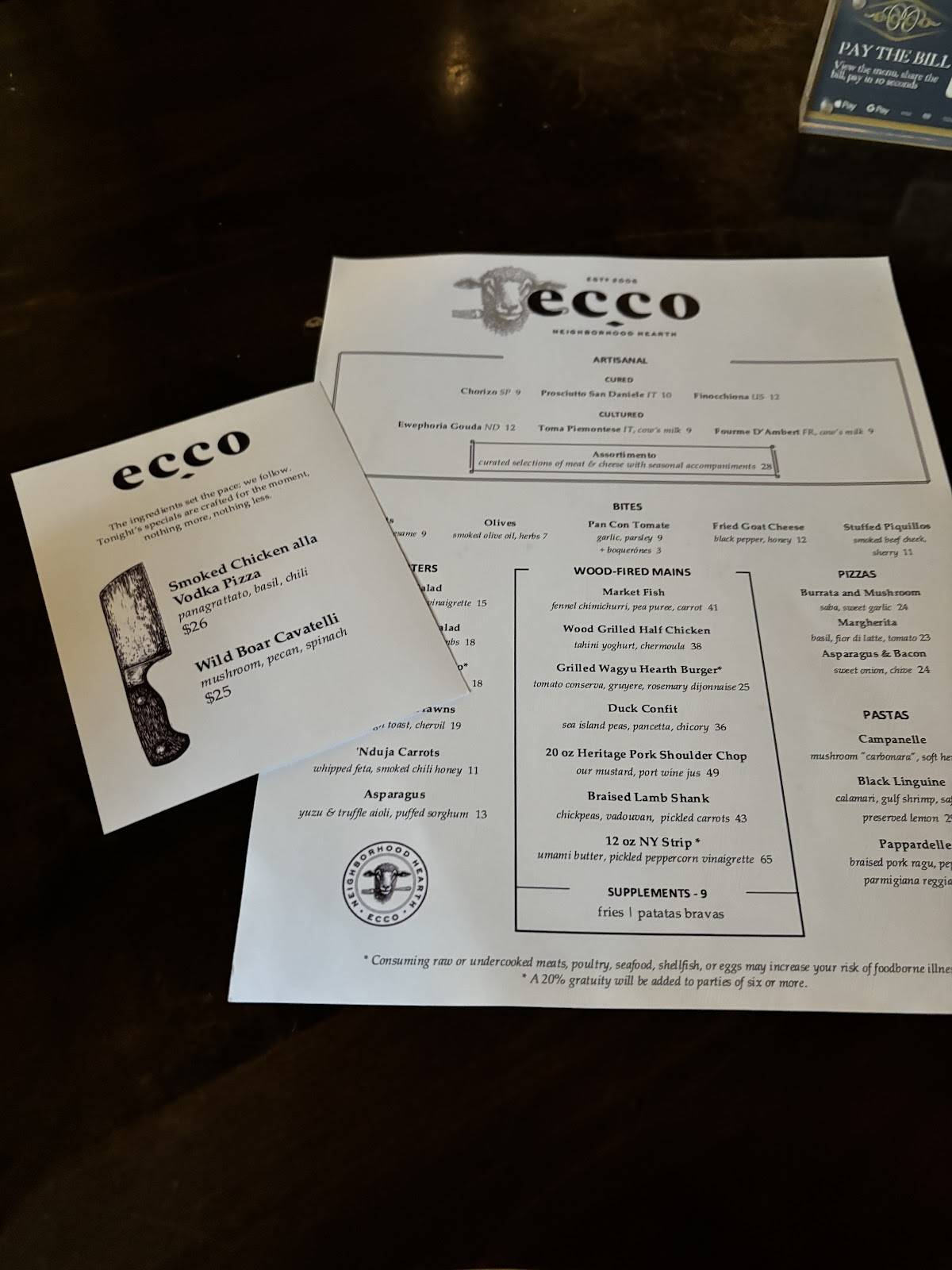 Ecco Midtown меню