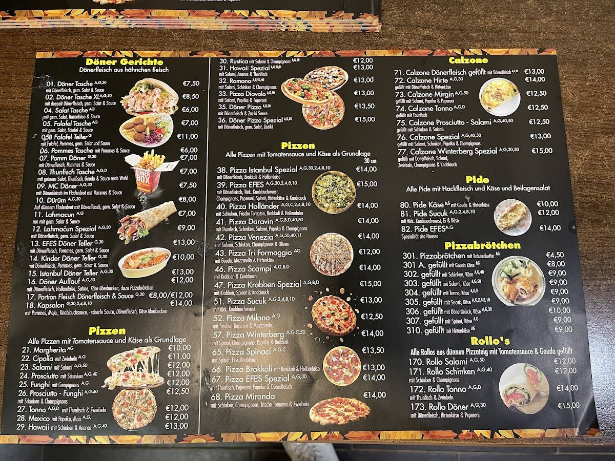 Efes Döner Pizzaria меню