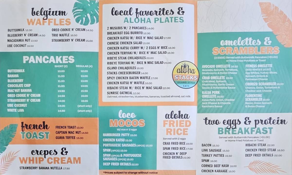 Aloha Stacks меню