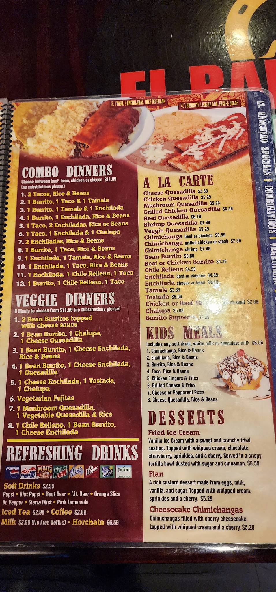 El Ranchero Mexican Restaurant меню