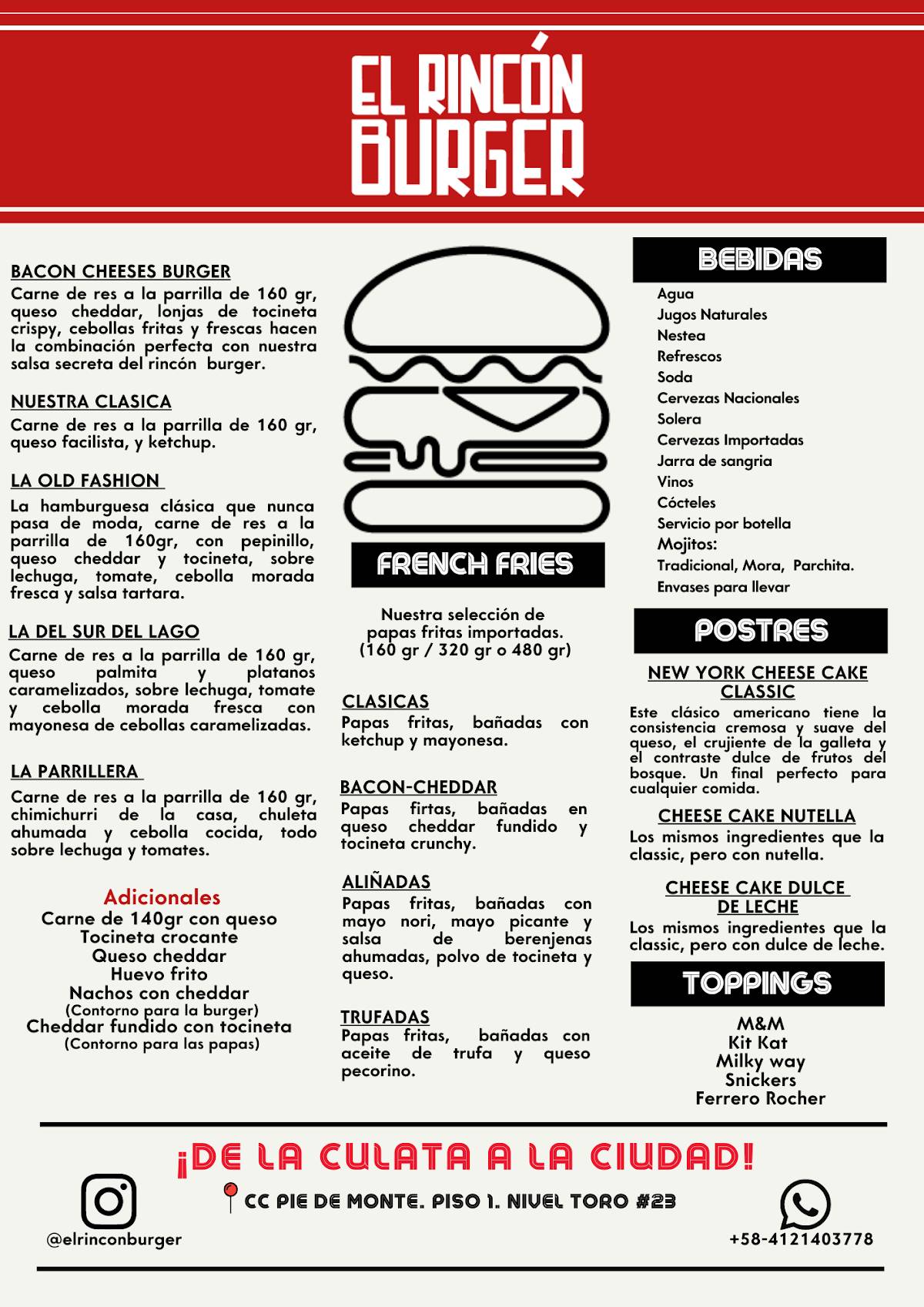 El Rincón Burger меню