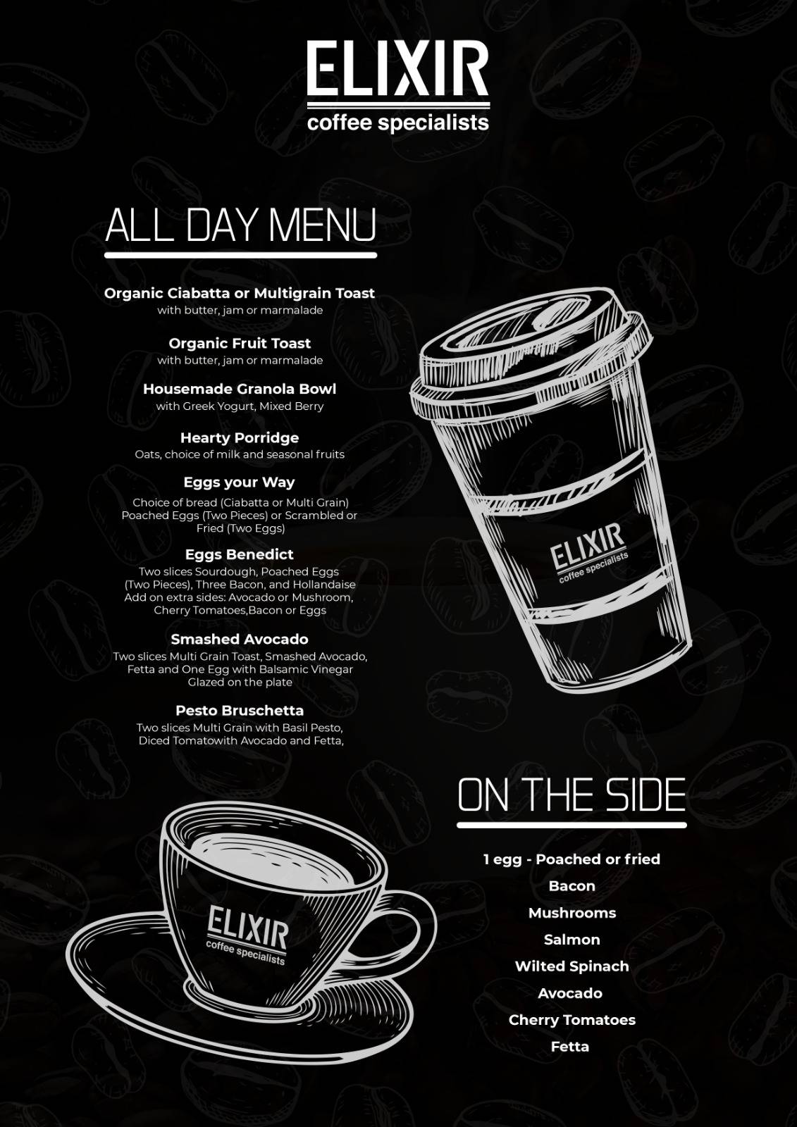 Elixir Coffee Specialists меню