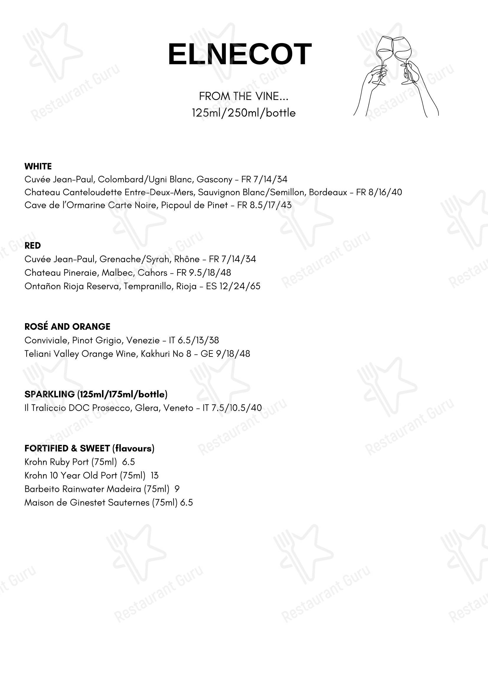 Elnecot в Манчестере - OUR MENU