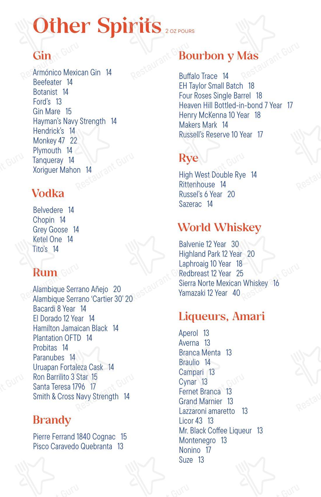Меню паба и бара Este - Wine Menu
