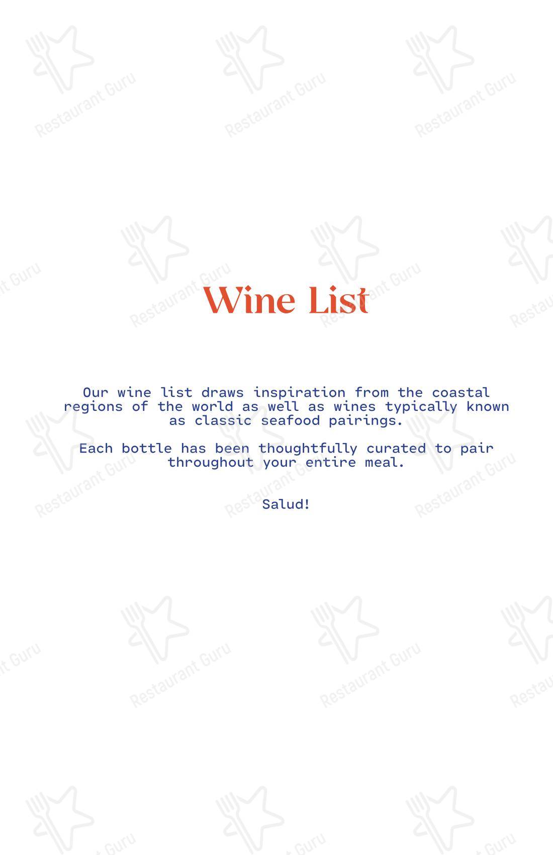 Wine Menu паба и бара Este в Остине
