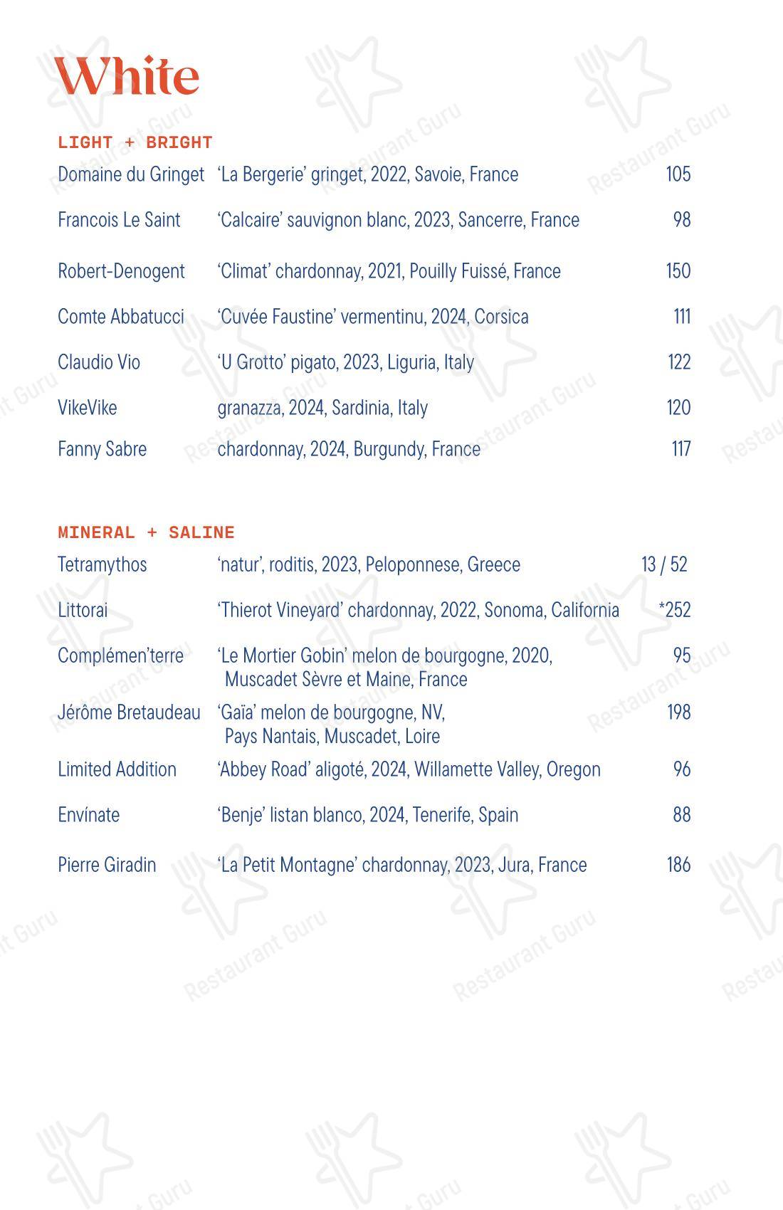 Este в Остине - Wine Menu
