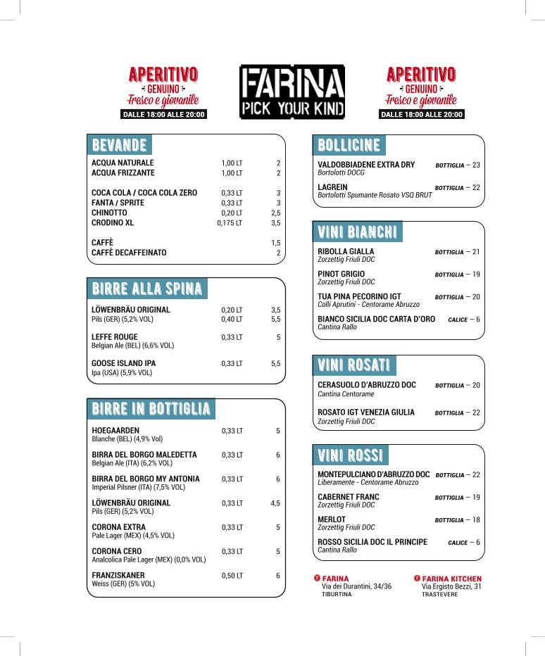 Farina меню