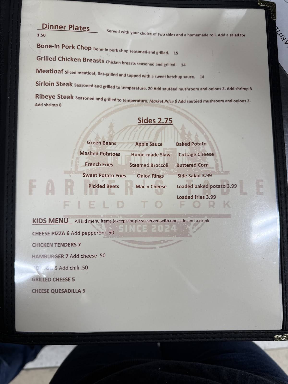 Farmer's Table меню