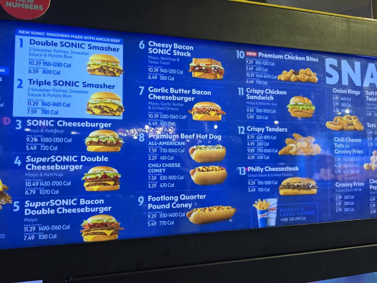 Sonic Drive-In меню